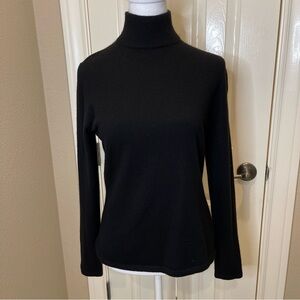 NEIMAN MARCUS 100% Cashmere Black Mock Turtleneck Sweater Tunic Size Medium EUC